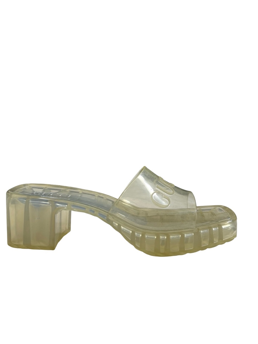 Gucci Rubber Jelly Slides Sz Us 6 EU36 Transparent Chunky Heel Designer Sandals - Picture 4 of 12